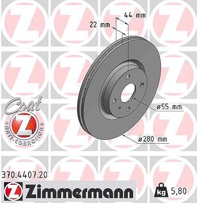 Zimmermann Bremsscheibe [Hersteller-Nr. 370.4407.20] für Abarth, Mazda von Zimmermann