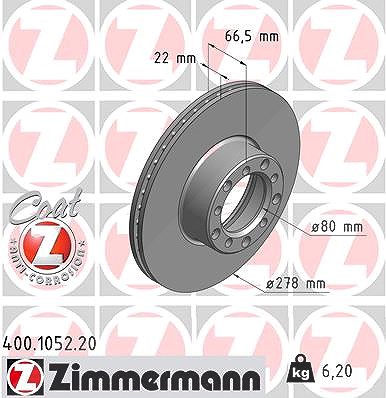 Zimmermann Bremsscheibe [Hersteller-Nr. 400.1052.20] für Mercedes-Benz von Zimmermann