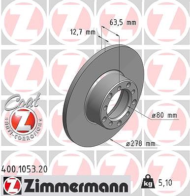 Zimmermann Bremsscheibe [Hersteller-Nr. 400.1053.20] für Mercedes-Benz von Zimmermann