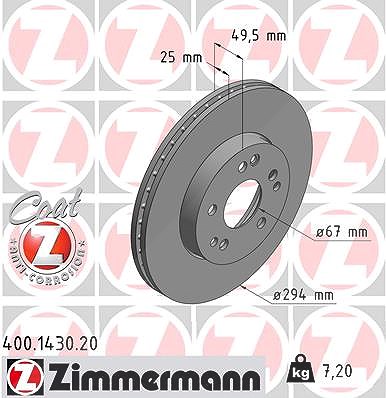 Zimmermann Bremsscheibe [Hersteller-Nr. 400.1430.20] für Mercedes-Benz von Zimmermann