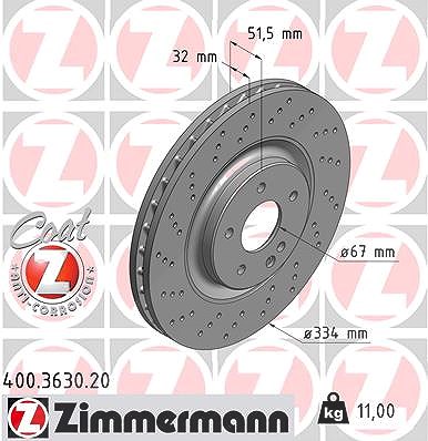 Zimmermann Bremsscheibe [Hersteller-Nr. 400.3630.20] für Mercedes-Benz von Zimmermann