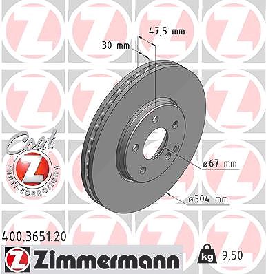 Zimmermann Bremsscheibe [Hersteller-Nr. 400.3651.20] für Mercedes-Benz von Zimmermann