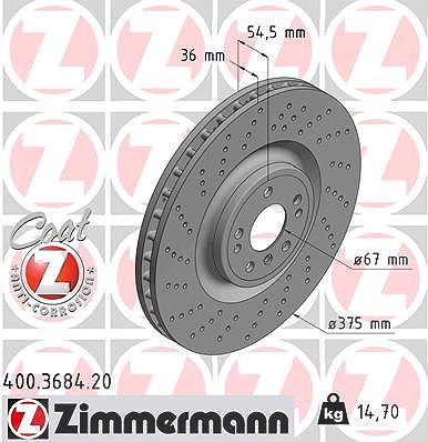 Zimmermann Bremsscheibe [Hersteller-Nr. 400.3684.20] für Mercedes-Benz von Zimmermann