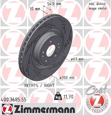 Zimmermann 1x Bremsscheibe Vorderachse Rechts [Hersteller-Nr. 400.3685.55] für Mercedes-Benz von Zimmermann