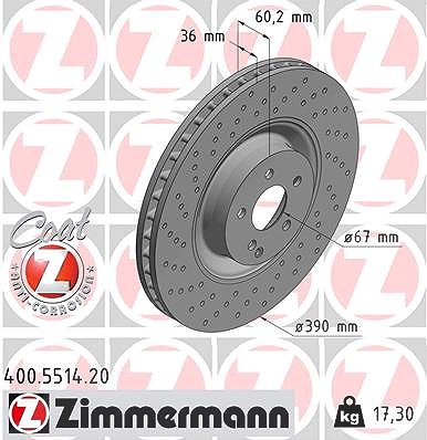 Zimmermann Bremsscheibe [Hersteller-Nr. 400.5514.20] für Mercedes-Benz von Zimmermann