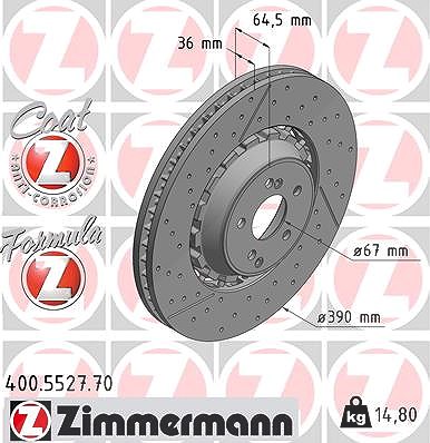 Zimmermann Bremsscheibe belüftet vorne [Hersteller-Nr. 400.5527.70] für Mercedes-Benz von Zimmermann