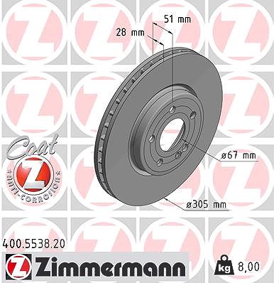 Zimmermann Bremsscheibe [Hersteller-Nr. 400.5538.20] für Mercedes-Benz von Zimmermann