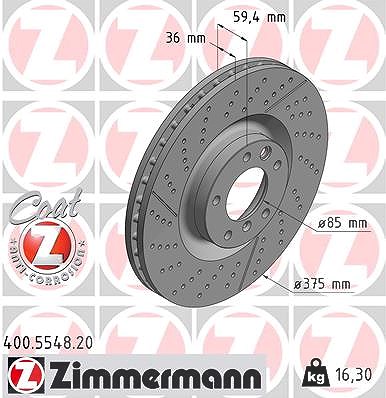 Zimmermann Bremsscheibe [Hersteller-Nr. 400.5548.20] für Mercedes-Benz von Zimmermann