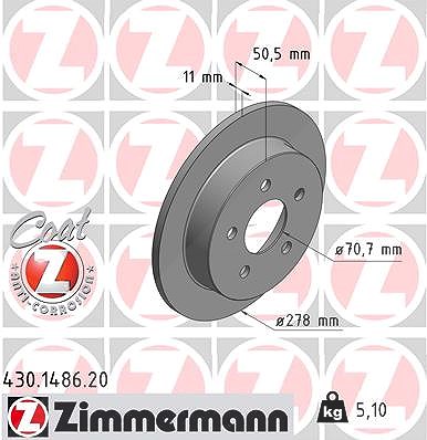 Zimmermann Bremsscheibe [Hersteller-Nr. 430.1486.20] für Chevrolet, Opel, Pontiac von Zimmermann