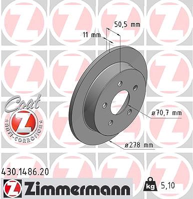 Zimmermann Bremsscheibe [Hersteller-Nr. 430.1486.20] für Chevrolet, Opel, Pontiac, Vauxhall von Zimmermann