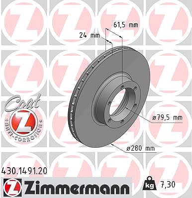 Zimmermann Bremsscheibe [Hersteller-Nr. 430.1491.20] für Nissan, Opel, Renault von Zimmermann