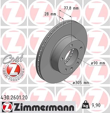 Zimmermann Bremsscheibe [Hersteller-Nr. 430.2601.20] für Nissan, Opel, Renault, Vauxhall von Zimmermann