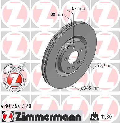 Zimmermann Bremsscheibe [Hersteller-Nr. 430.2647.20] für Opel von Zimmermann