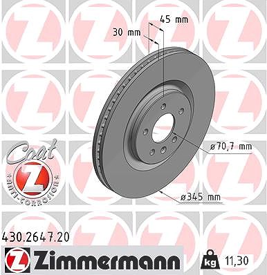 Zimmermann Bremsscheibe [Hersteller-Nr. 430.2647.20] für Opel, Vauxhall von Zimmermann