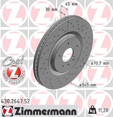 Zimmermann Bremsscheibe [Hersteller-Nr. 430.2647.52] für Opel von Zimmermann