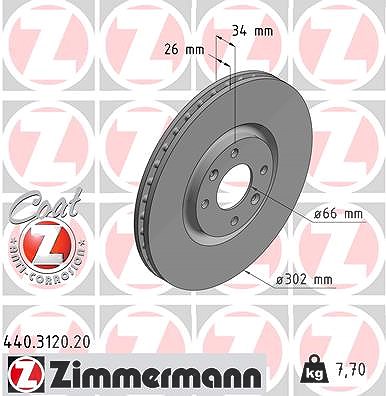 Zimmermann Bremsscheibe [Hersteller-Nr. 440.3120.20] für Citroën, Ds, Opel, Peugeot, Vauxhall von Zimmermann