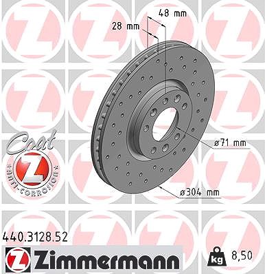 Zimmermann Bremsscheibe [Hersteller-Nr. 440.3128.52] für Citroën, Ds, Fiat, Opel, Peugeot, Vauxhall von Zimmermann