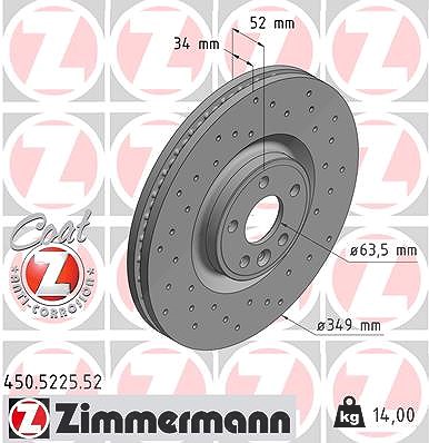 Zimmermann Bremsscheibe [Hersteller-Nr. 450.5225.52] für Jaguar, Land Rover von Zimmermann