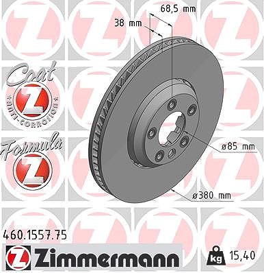 Zimmermann 1x Bremsscheibe Vorderachse Links [Hersteller-Nr. 460.1557.75] für Porsche von Zimmermann