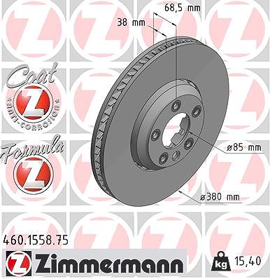 Zimmermann Bremsscheibe [Hersteller-Nr. 460.1558.75] für Porsche von Zimmermann