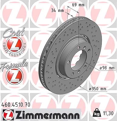 Zimmermann Bremsscheibe [Hersteller-Nr. 460.4510.70] für Porsche von Zimmermann