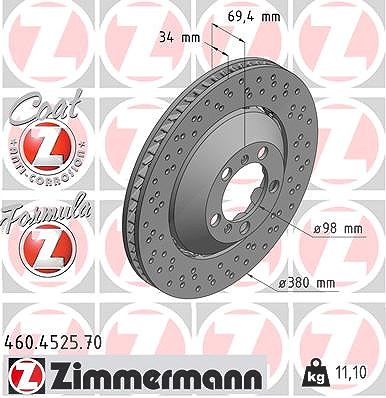 Zimmermann Bremsscheibe [Hersteller-Nr. 460.4525.70] für Porsche von Zimmermann