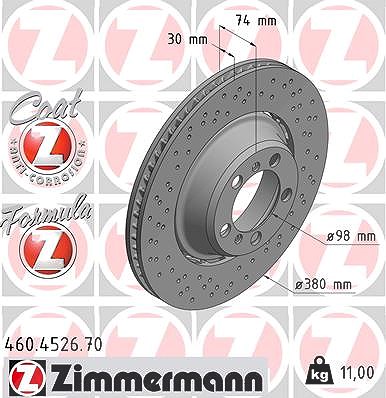 Zimmermann 1x Bremsscheibe Hinterachse Links [Hersteller-Nr. 460.4526.70] für Porsche von Zimmermann