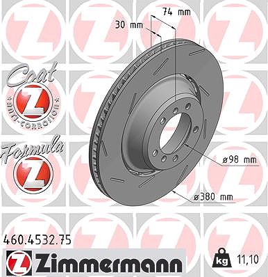Zimmermann 1x Bremsscheibe Hinterachse Links [Hersteller-Nr. 460.4532.75] für Porsche von Zimmermann