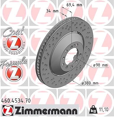 Zimmermann Bremsscheibe [Hersteller-Nr. 460.4534.70] für Porsche von Zimmermann