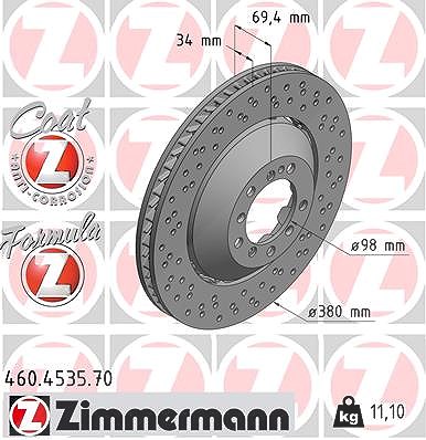 Zimmermann Bremsscheibe [Hersteller-Nr. 460.4535.70] für Porsche von Zimmermann