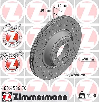 Zimmermann Bremsscheibe [Hersteller-Nr. 460.4536.70] für Porsche von Zimmermann