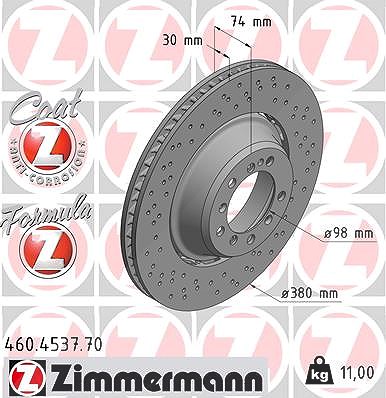 Zimmermann 1x Bremsscheibe Hinterachse Rechts [Hersteller-Nr. 460.4537.70] für Porsche von Zimmermann