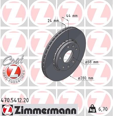 Zimmermann Bremsscheibe [Hersteller-Nr. 470.5412.20] für Renault von Zimmermann