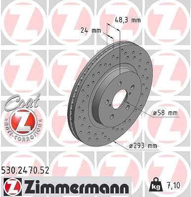 Zimmermann 1x Bremsscheibe [Hersteller-Nr. 530.2470.52] für Subaru von Zimmermann