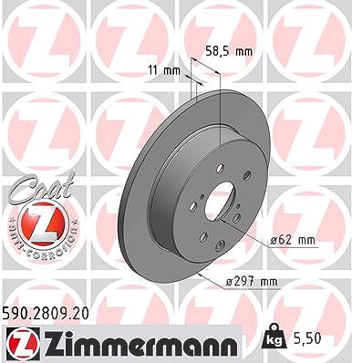 Zimmermann Bremsscheibe [Hersteller-Nr. 590.2809.20] für Toyota von Zimmermann