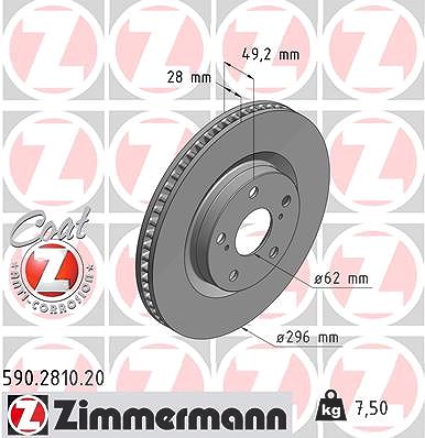 Zimmermann Bremsscheibe [Hersteller-Nr. 590.2810.20] für Toyota von Zimmermann