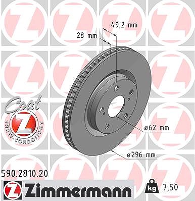 Zimmermann Bremsscheibe [Hersteller-Nr. 590.2810.20] für Lexus, Toyota von Zimmermann