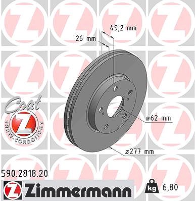 Zimmermann Bremsscheibe [Hersteller-Nr. 590.2818.20] für Toyota von Zimmermann