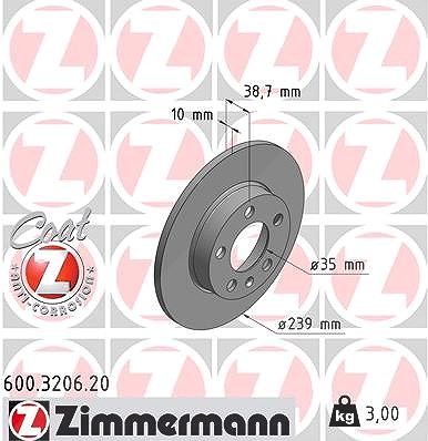 Zimmermann Bremsscheibe [Hersteller-Nr. 600.3206.20] für VW von Zimmermann