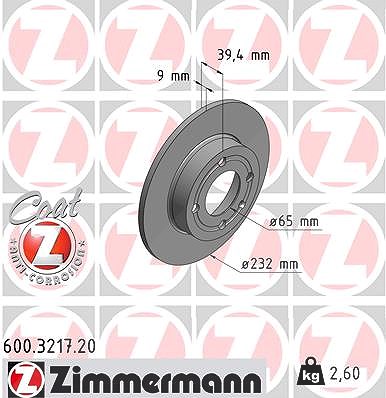 Zimmermann Bremsscheibe [Hersteller-Nr. 600.3217.20] für Seat, VW von Zimmermann