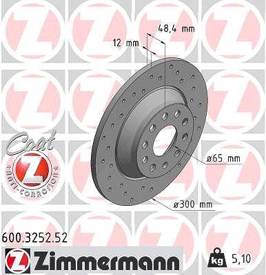 Zimmermann Bremsscheibe [Hersteller-Nr. 600.3252.52] für Audi, Seat, Skoda, VW von Zimmermann