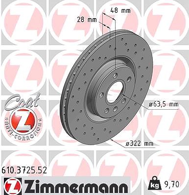 Zimmermann Bremsscheibe [Hersteller-Nr. 610.3725.52] für Volvo von Zimmermann
