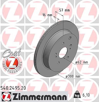 Zimmermann Bremsscheibe Hinterachse Belüftet [Hersteller-Nr. 540.2495.20] für Suzuki von Zimmermann