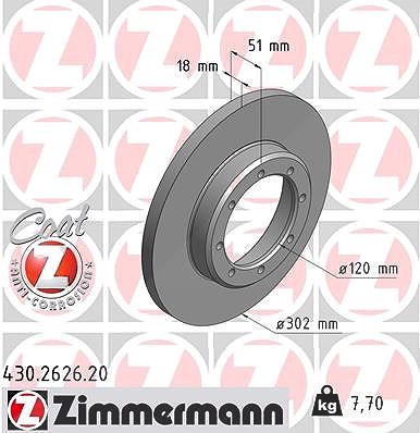 Zimmermann Bremsscheibe Hinterachse Voll [Hersteller-Nr. 430.2626.20] für Nissan, Opel, Renault von Zimmermann