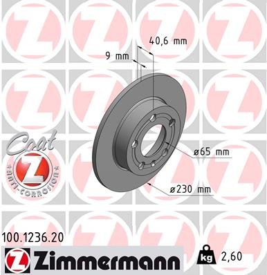 Bremsscheibe Hinterachse Zimmermann 100.1236.20 von Zimmermann