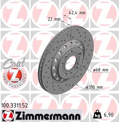 Bremsscheibe Hinterachse Zimmermann 100.3311.52 von Zimmermann