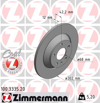 Bremsscheibe Hinterachse Zimmermann 100.3335.20 von Zimmermann