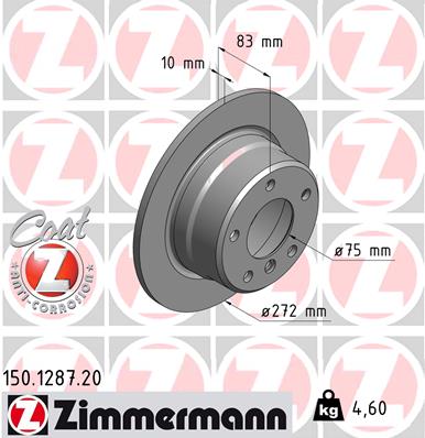 Bremsscheibe Hinterachse Zimmermann 150.1287.20 von Zimmermann