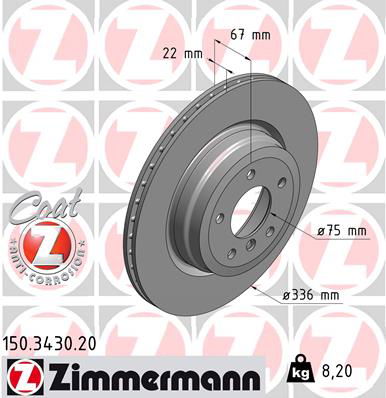 Bremsscheibe Hinterachse Zimmermann 150.3430.20 von Zimmermann