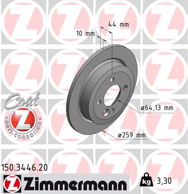 Bremsscheibe Hinterachse Zimmermann 150.3446.20 von Zimmermann